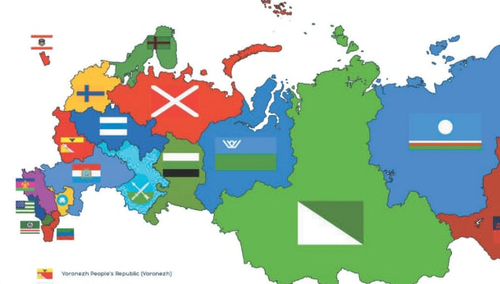 Mapa podziału Rosji na niepodległe państwa