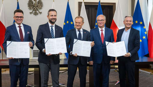 Donald Tusk, Włodzimierz Czarzasty, Robert Biedroń, Władysław Kosiniak-Kamysz, Szymon Hołownia