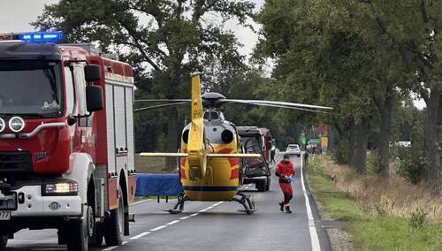 Śmigłowiec LPR na miejscu wypadku
