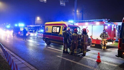 3 grudnia 2025 r. Miejsce zderzenia dwóch tramwajów, między przystankami Rondo Kocmyrzowskie i Bieńczycka w Krakowie