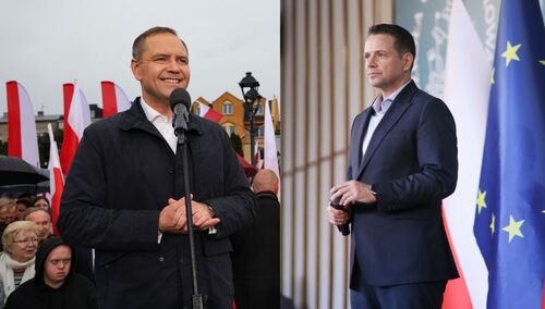 Kandydat na prezydenta Karol Nawrocki i Rafał Trzaskowski