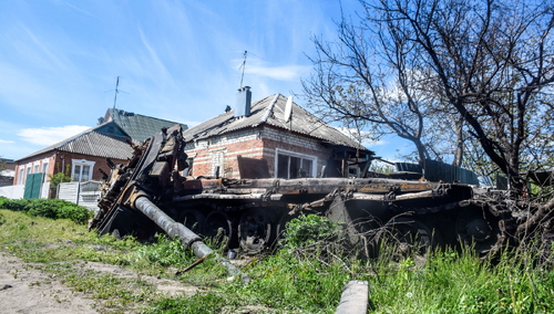 Zniszczenia wojenne w okolicach Charkowa
