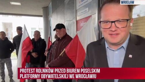 Protest rolników przed Biurem Poselskim Platformy Obywatelskiej