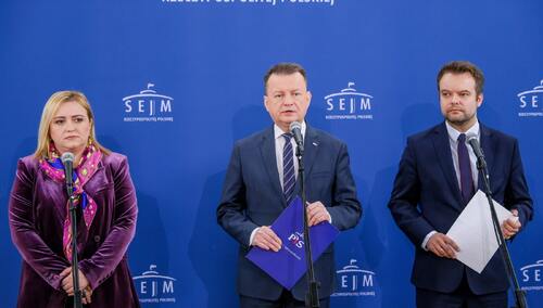 Od lewej: poseł Olga Semeniuk-Patkowska, Mariusz Błaszczak i Rafał Bochenek