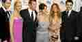 Aktorzy odtwarzający główne postaci kultowego serialu "Przyjaciele": (od lewej) David Schwimmer, Lisy Kudrow,  Matthew Perry,  Courteney Cox, Jennifer Aniston i Matt LeBlanc