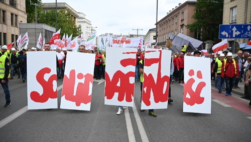 Manifestacja Solidarności "Precz z Zielonym Ładem" w maju 2024 roku