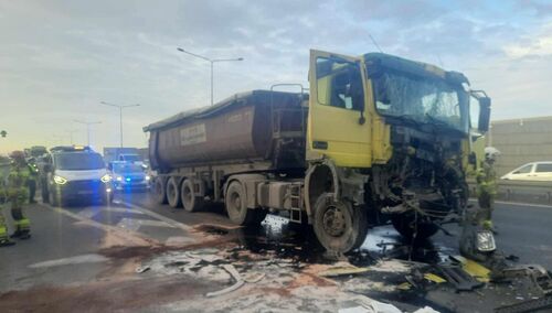 zderzenie ciężarówek