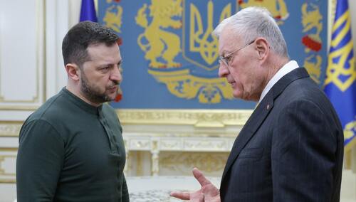 Prezydent Ukrainy Wołodymyr Zełenski i amerykański urzędnik Keith Kellogg
