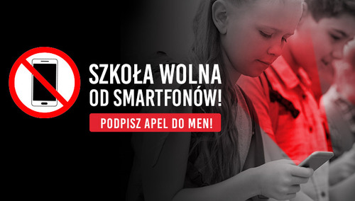 Grafika nagłaśniająca akcję "Szkoła wolna od smartfonów"