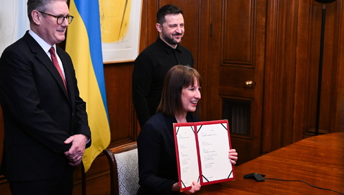 Keir Starmer, Wołodymyr Zełenski i Rachel Reeves