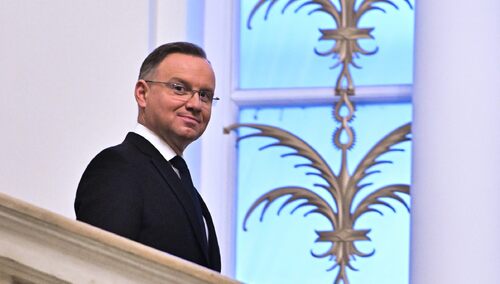 Warszawa, 08.01.2024. Prezydent RP Andrzej Duda przed spotkaniem z szefem MSZ Japonii Yoko Kamikawą