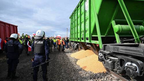 Rozsypanie zboża z Ukrainy