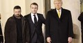 Wołodymyr Zełenski, Emmanuel Macron i Donald Trump w Paryżu