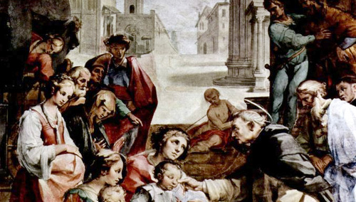 Cud św. Jacka autorstwa włoskiego malarza Ventury Salimbeniego, Przedstawia on wskrzeszenie chłopca, który utopił się w Wiśle. Malowidło znajduje się w sieneńskim kościele Ducha Świętego.