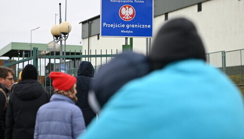 uchodźcy na polsko-ukraińskim przejściu granicznym w Medyce