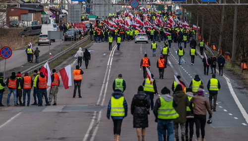 18.02.2024. Międzynarodowy protest rolników przy polsko-ukraińskim przejściu granicznym w Dorohusku,