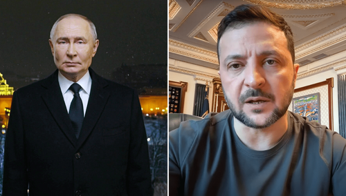 Prezydent Rosji Władimir Putin i Ukrainy Wołodymyr Zełenski