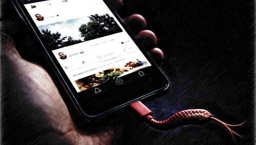 Telefon komórkowy i wąż