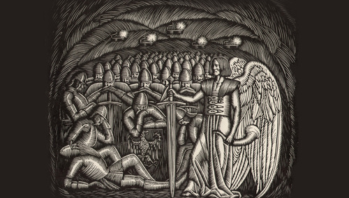 Drzeworyt Władysława Skoczylasa Śpiący rycerze (1914)