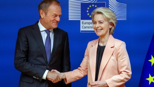 Lider KO Donald Tusk i szefowa KE Ursula von der Leyen