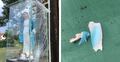 Zniszczona figura Maryi w Ocyplu