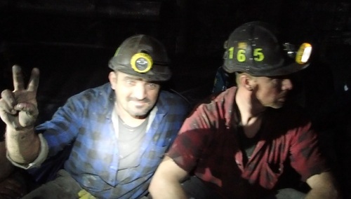 Protestujący górnicy z PG Silesia