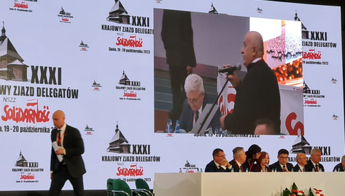 Karol Guzikiewicz na XXXI Krajowym Zjeździe Delegatów NSZZ "Solidarność"