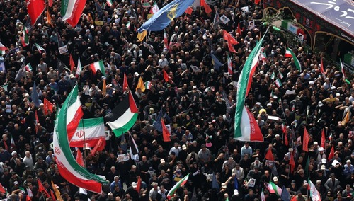 Uroczystość pogrzebowa irańskich przywódców IRGC w Teheranie