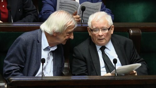 Szef klubu PiS Ryszard Terlecki i prezes PiS Jarosław Kaczyński