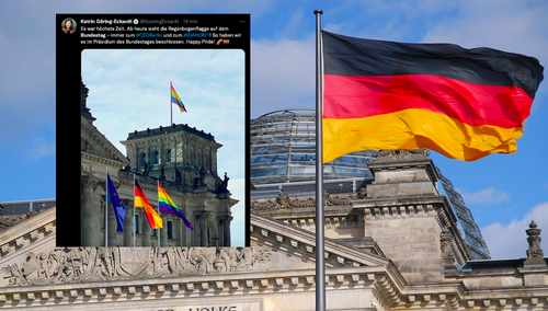 Flaga LGBT zawisła nad siedzibą Bundestagu