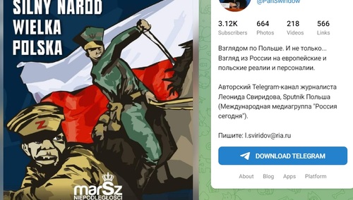 Plakat Marszu Niepodległości na profilu Leonida Swiridowa na Telegramie