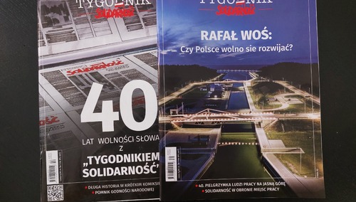 Okładki "Tygodnika Solidarność" wydanego na 40. rocznicę tytułu oraz najnowszego numeru