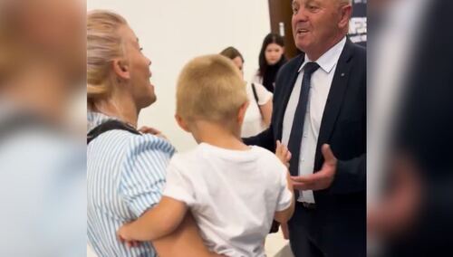 Marek Sawicki rozmawiający z Patrycją Adamską