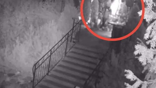 Fragment nagrania, na którym sprawca przewraca figurę Matki Boskiej