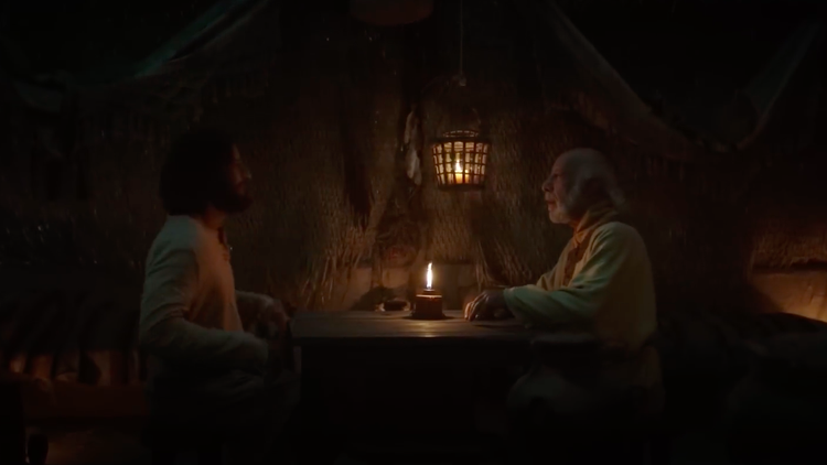 kadr z 1. sezonu serialu "The Chosen", Jezus spotkał się z Nikodemem