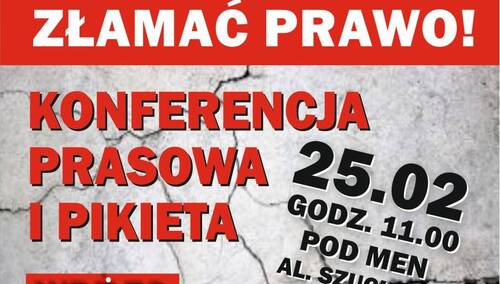 plakat informujący o demonstracji 25 lutego przed siedzibą MEN