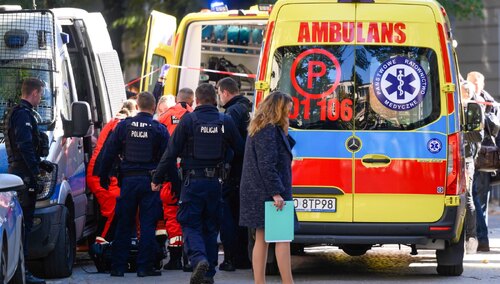 Miejsce ataku nożownika w rejonie skrzyżowania ulic Łukaszewicza i Karwowskiego na poznańskim Łazarzu