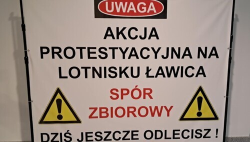 Akcja protestacyjna pracowników Portu Lotniczego Poznań-Ławica