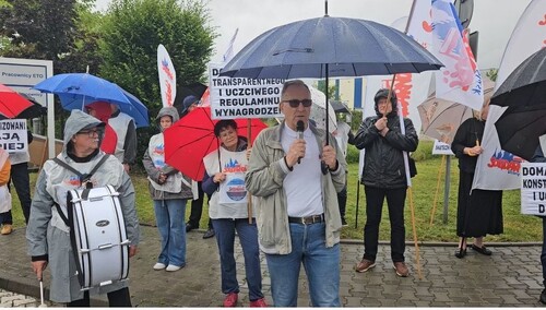 Pikieta dolnośląskiej Solidarności przed zakładem Eto Magnetic we Wrocławiu