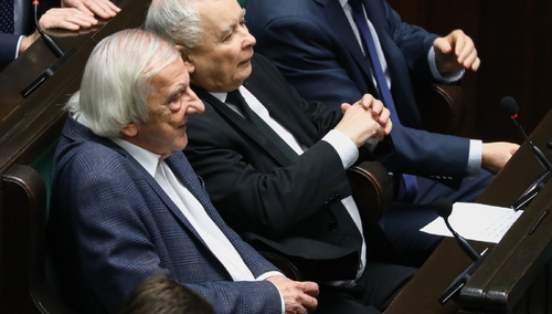 Ryszard Terlecki i Jarosław Kaczyński w Sejmie