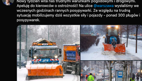 Prezydent Warszawy publikuje zdjęcia piaskarek z zeszłego roku?