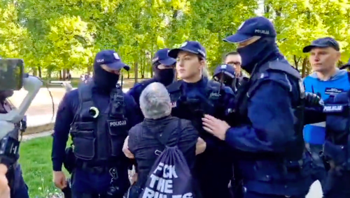 [WIDEO] „Babcia Kasia” krzyczy do policjantów: „Skur*ielu!”; „Ped*łem jesteś”?