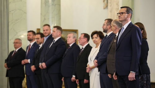 Premier Mateusz Morawiecki w Pałacu Prezydenckim w Warszawie