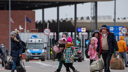 uchodźcy na polsko-ukraińskim przejściu granicznym w Dołhobyczowie