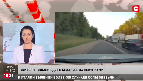 „Ogromne kolejki do naszego kraju”. Absurd w białoruskiej TV. Chodzi o Polaków [WIDEO]