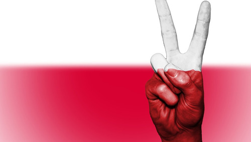 Flaga Polski, znak "V"