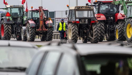 Protest rolników w miejscowości Krępiec