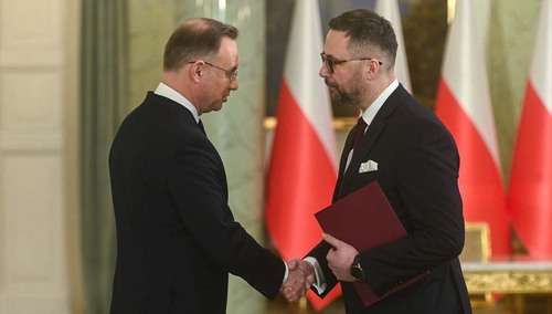 Prezydent Andrzej Duda oraz nowy minister nauki Marcin Kulasek