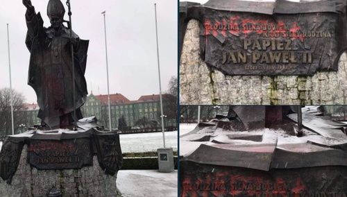 Skandal! Zdewastowano pomnik Jana Pawła II