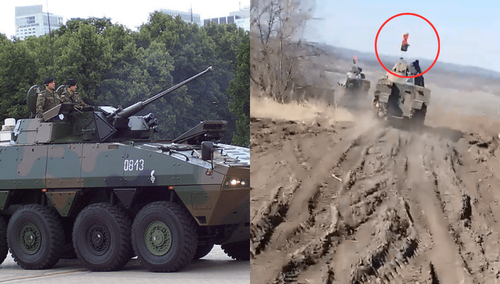 Banderowskie flagi na polskich Rosomakach